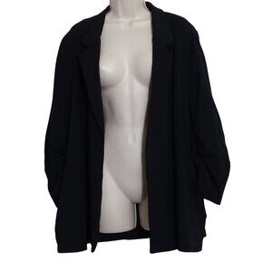 Dear Scarlett Women Black Open Front Blazer Jacket Size 3X Pockets 3/4 Sleeve